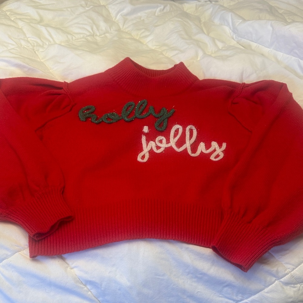 Peach Love California Red 'Holly Jolly' Cowl Neck Sweater